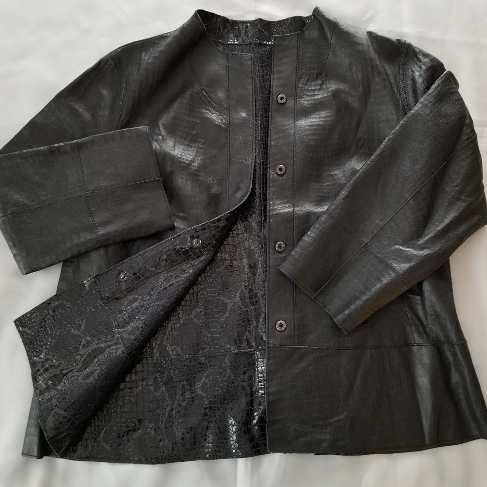 Reversible Vegan Leather Jacket - image 2